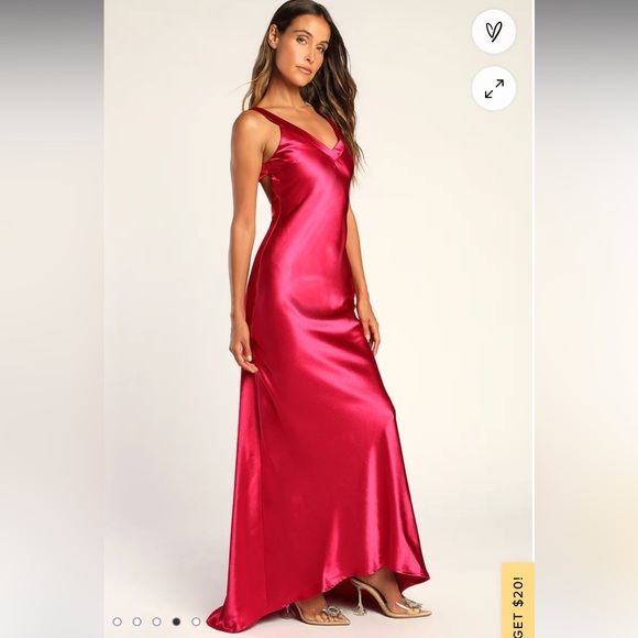 Lulu's Magenta Satin Maxi Dress - Picture 4 of 8